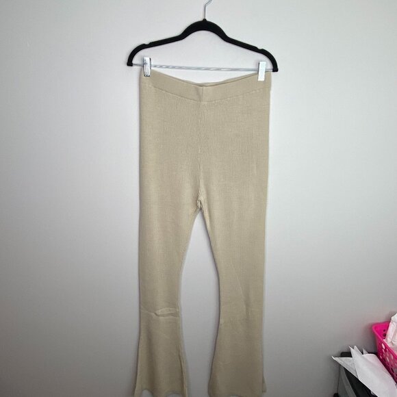 NWT Topshop ribbed‎ brown flare pants size 8-10 - Picture 2 of 8